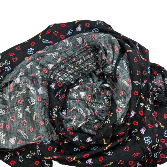 Maje Inobi Jacquard Printed Romper Playsuit 38 M Black Short Sleeves Pockets - Picture 6 of 12